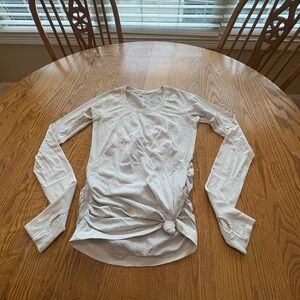 Lululemon Swiftly Long Sleeve Shirt With Knot and Ruched Sides Size 6 White